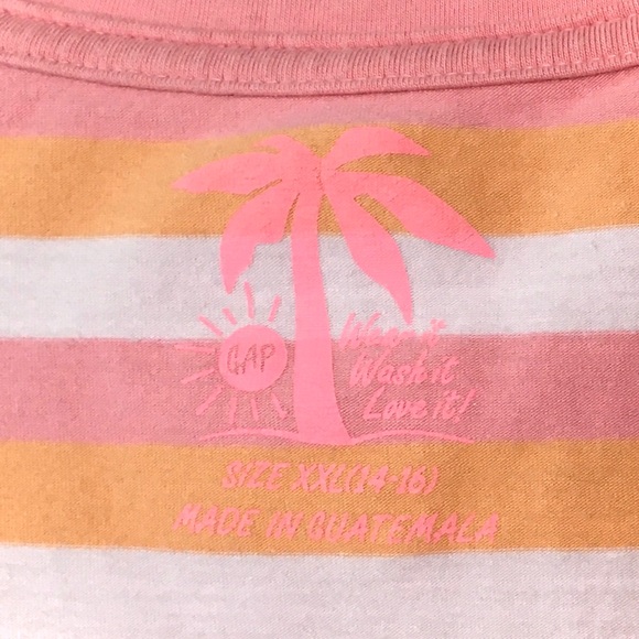 3 for $15 GAP Kids Orange Pink Stripe Short Sleeve Stretch Tshirt Palm Tree Top - Picture 5 of 8